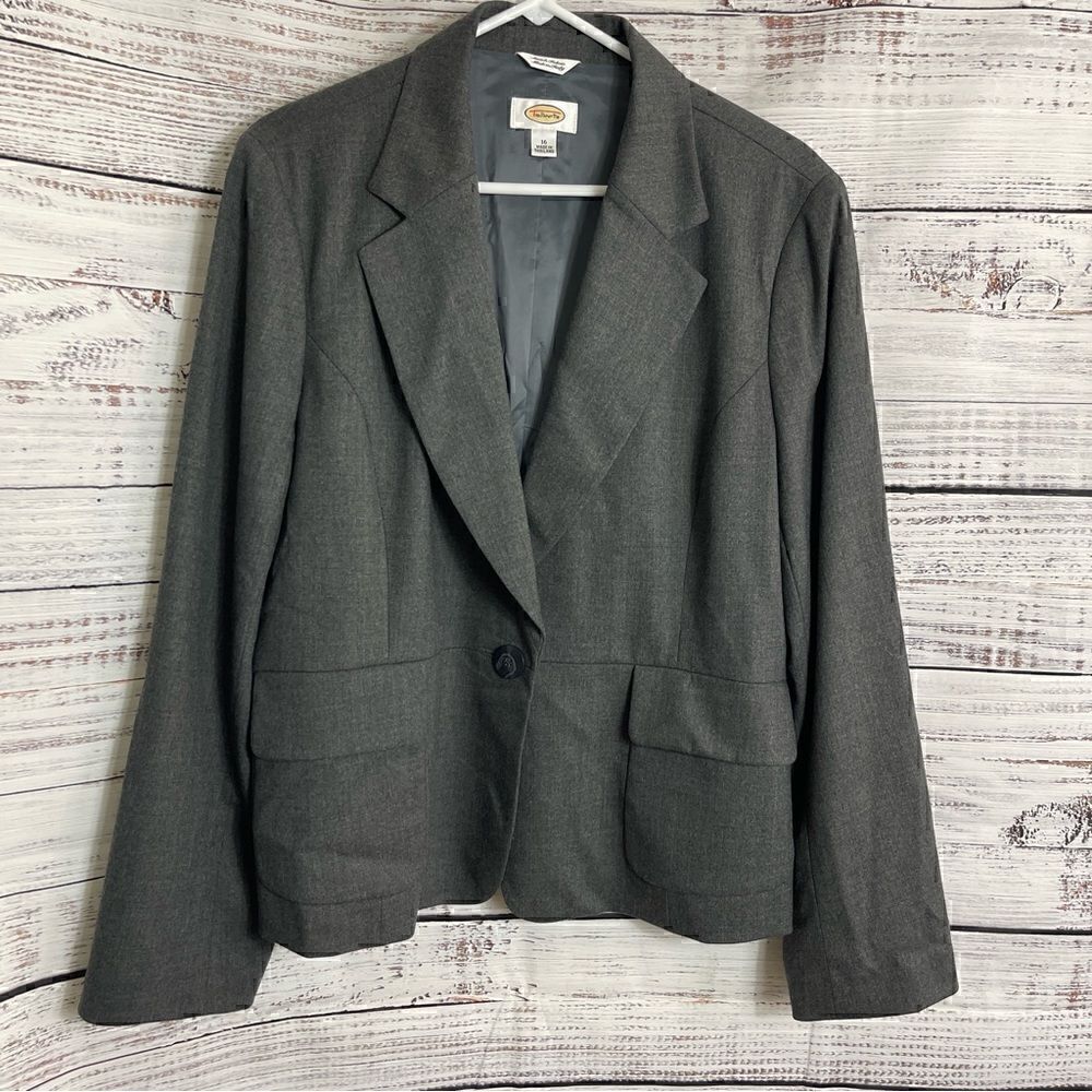 Talbots Blazer womens Size 16 wool blend one button jacket preppy Italian Fabric